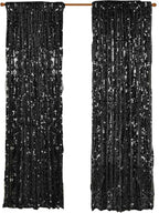 18MM Black Big Sequin Payatte Backdrop Curtains 4.5FTX9FT 2 Panels-Black Drapes Curtains for Thanksgiving Christmas Home Party Supplies