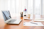 South Korea Korean Deluxe Desk Flag Set Small Mini Miniature South Korea Korean Table Desktop Flags With Solid Pole, Black Base and Spear Top(2 Pack)