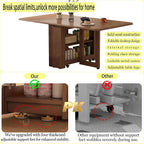 Folding Dining Table with Storage,Foldable into a Small Dining Table with Drawer and Storage,Applicable to All Room types-Walnut-120CM | 47.2"x31.5"x29.5"