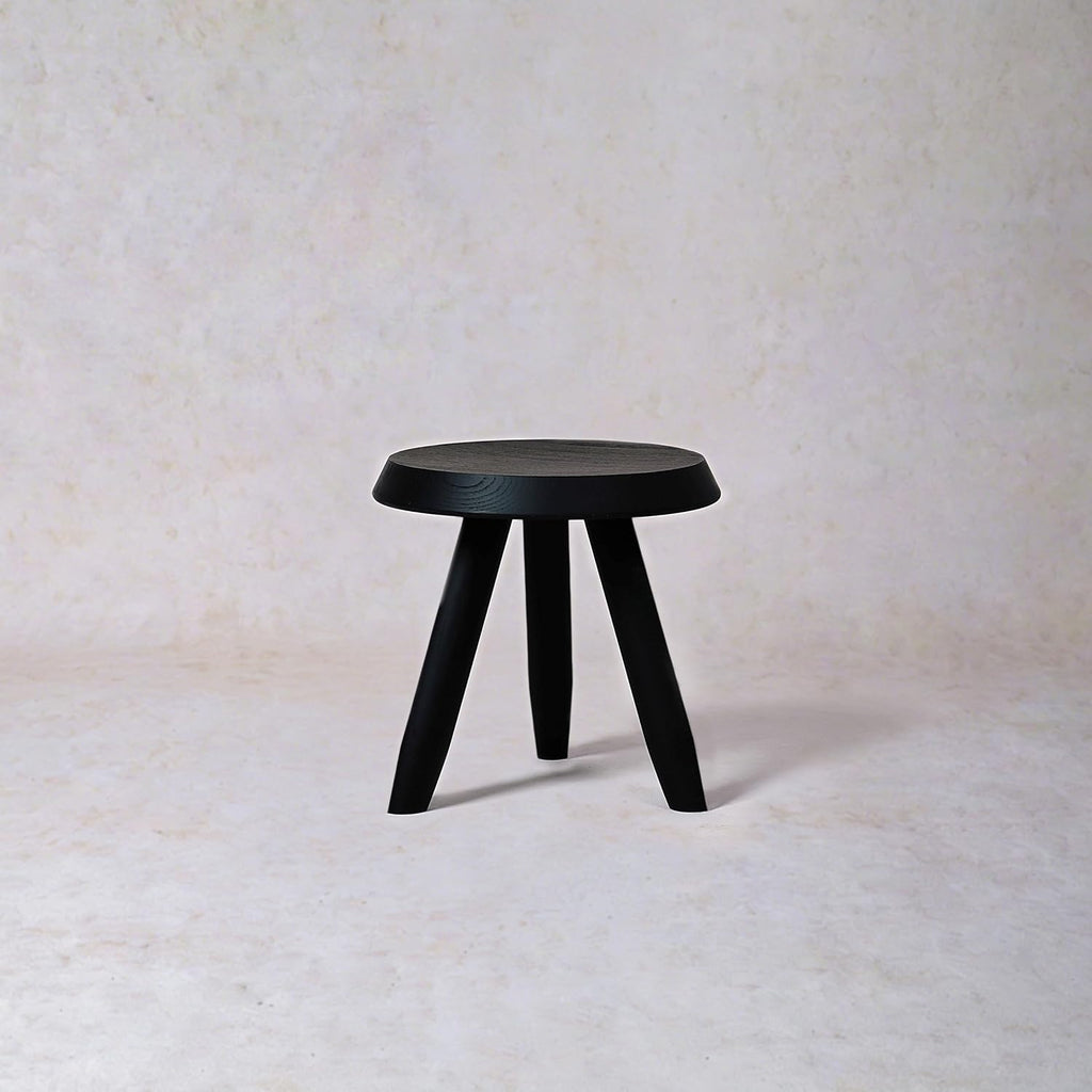 Tabouret Walnut Stool – Handcrafted Hardwood Seating Inspired by Charlotte Perriand, Artisan-Made Small Side Table, Nightstand, Footstool, or Plant Stand – Premium Walnut Finish