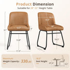 LUE BONA Comfortable Dining Room Chairs Set of 4, Modern Upholstered Kitchen Chairs with Padded Back & Thick Metal Legs, Brown PU Leather