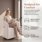 DUOMAY Modern Upholstered Dining Chairs with Swivel Casters - Set of 4 - Contemporary Linen Barrel Back Accent Side Chair Desk Chair for Dining Room Living Room Kitchen, Beige