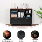 40" Lateral File Cabinet,Farmhouse Wood Small Home Office Storage with Wheels,Filing Cabinet with 2 Drawers for Legal/Letter/ A4 Size