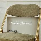 Corduroy Fabric Folding Chair, Home Balcony Retro Folding Chair, Metal Foldable Stool Chair with Backrest for Photo Office Meeting Chair(Blue+Silver)