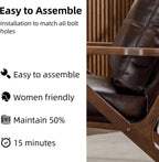 INZOY Mid-Century Modern Accent Chair with Wood Frame Set of 2, PU Leather Living Room Chair and Soft Thick Padded Armchair for Living Room Bedroom Reception with Removable Upholstered Cushions, Brown