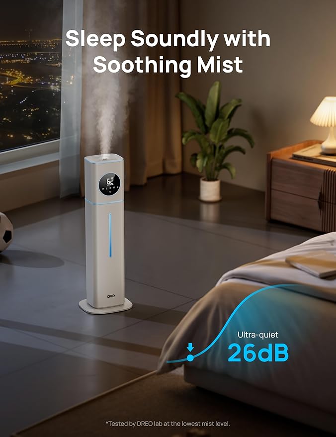 Dreo 11L Smart Humidifier Large Room 700 ft², 100H Cool Mist Air Humidifiers for Bedroom, Top-Fill Self-Cleaning Tank, 26dB, Auto Mode, Aroma Box, RGB Light, Remote & APP Control, Baby, Plant, Blue