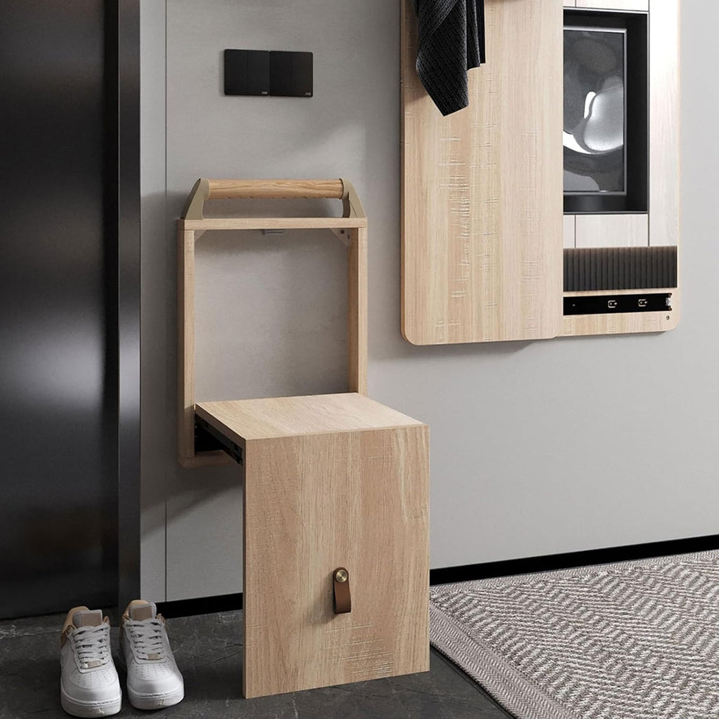 Hidden Shoe Bench, Shoe Bench Rack for Entryway, Folding Chair Wall-Mounted Invisible Shoe-Changing Stool, Fold Down and Up Shoe Bench On The Wall(D1)