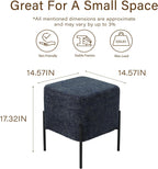 Get Set Style Square Foot Stool, Modern Linen Vanity Stool Chair Upholstered Foot Rest Sofa Side Foot Stool Ottoman Seat for Living Room, Bedroom, Entry, Hallway, Office