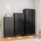 Ckzbx Metal Cabinets with Doors and Shelves, 75" H Black Storage Cabinet Pantry Cabinet Garage Cabinets for Kitchen,Living Room, Dinning Room