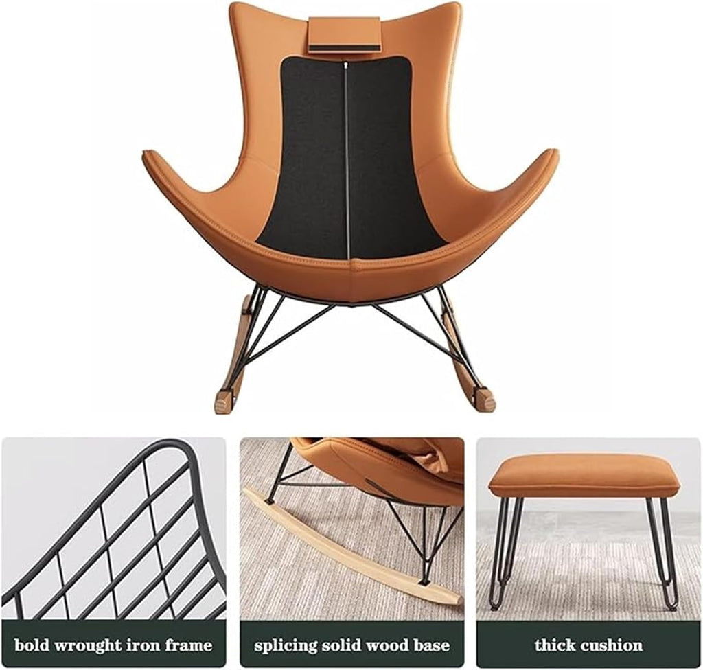 Rocking Chair with Footrest Modern Rocking Chair Comfy Recliner Chair Furniture Leisure Chair Lazy Home Single Sofa Adult Balcony Lounge Rocking Chair,Grey,Standard Style