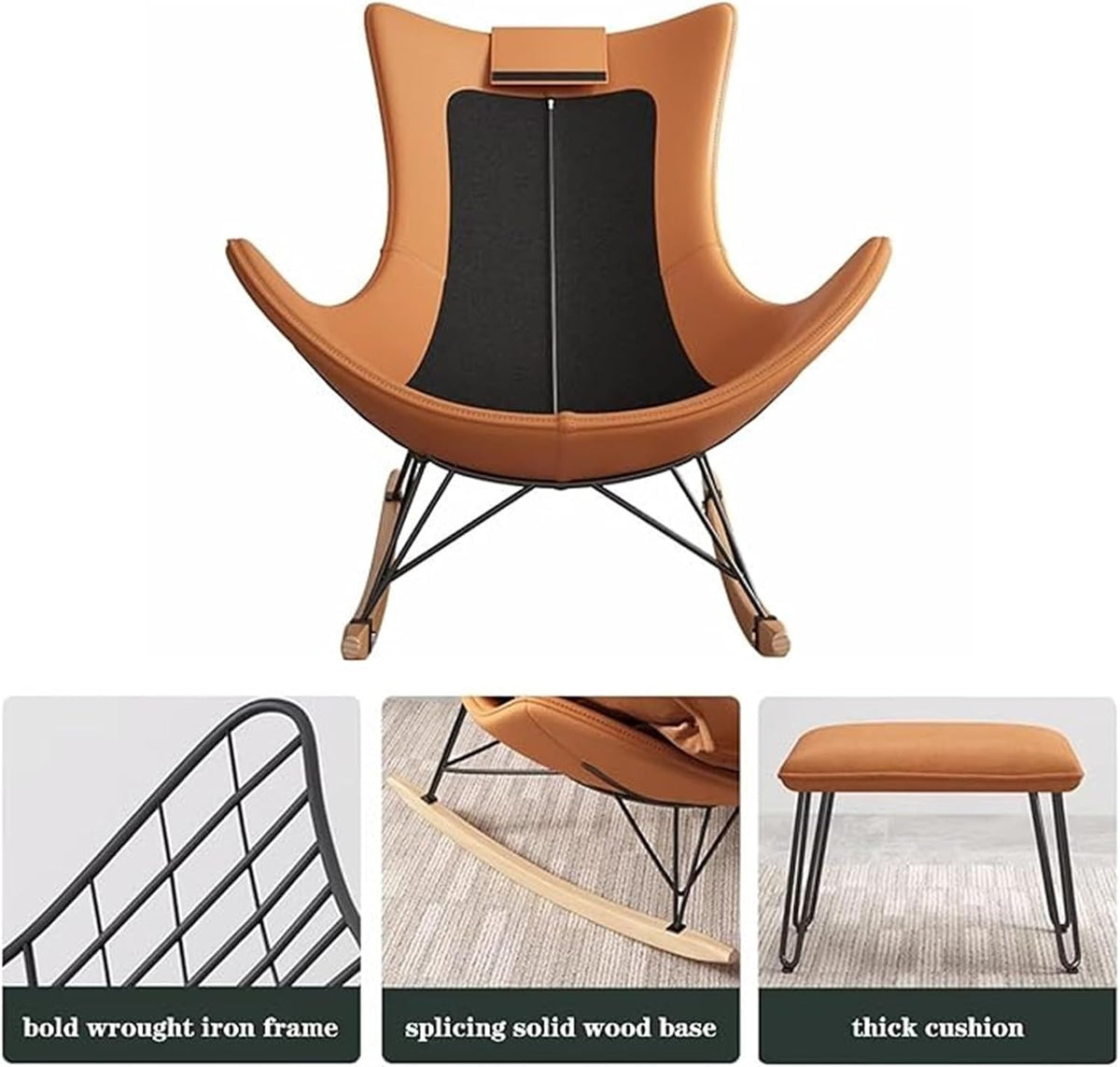 Rocking Chair with Footrest Modern Rocking Chair Comfy Recliner Chair Furniture Leisure Chair Lazy Home Single Sofa Adult Balcony Lounge Rocking Chair,Grey,Standard Style