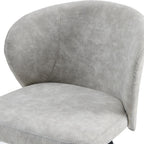 Dining Chairs Set of 2, Mid Century Modern Kitchen Chairs with Leather Cushion & Metal Legs, Upholstered Dining Room Chair with Curved Backrest for Home Kitchen, Grey