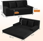 MeMoreCool 59" Couch Bed, Loveseat Futon Sofa, Small Space, Black | 59 in loveseat, opens to a 59 x 71 in bed - 9 in shorter than a queen; corduroy cover, 700 lb