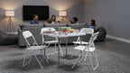 BTEXPERT 5 Piece Folding Card Table Portable and Chair Set, 34" Square Foldable Table 4 Adult Chairs for Board Games Party Home Indoor Outdoor Lightweight White Plastic
