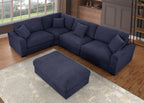 asunflower Ottoman for Living Room Navy Blue 45.8" x 28.7" Large Rectangle Ottoman Foot Rest Plush Chenille Upholstery Oversized Ottomans Bench with Wooden Legs for Sofa Couch