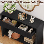 FATORRI Console Entryway Table, Modern Sofa Table with 2 Drawers for Living Room, 39.37 inch Narrow Wood Hallway Tables and Couch Tables Behind Sofa for Small Space (Black)
