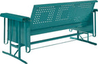 Crosley Furniture Bates Retro Metal Outdoor Sofa Glider, 3-Person Rocking Patio Bench for Porch, Deck, Turquoise Gloss