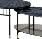 Engineered Stone Top & Black Finish Nesting Table Set | Dual-table nesting design with 15 mm thick engineered stone tops