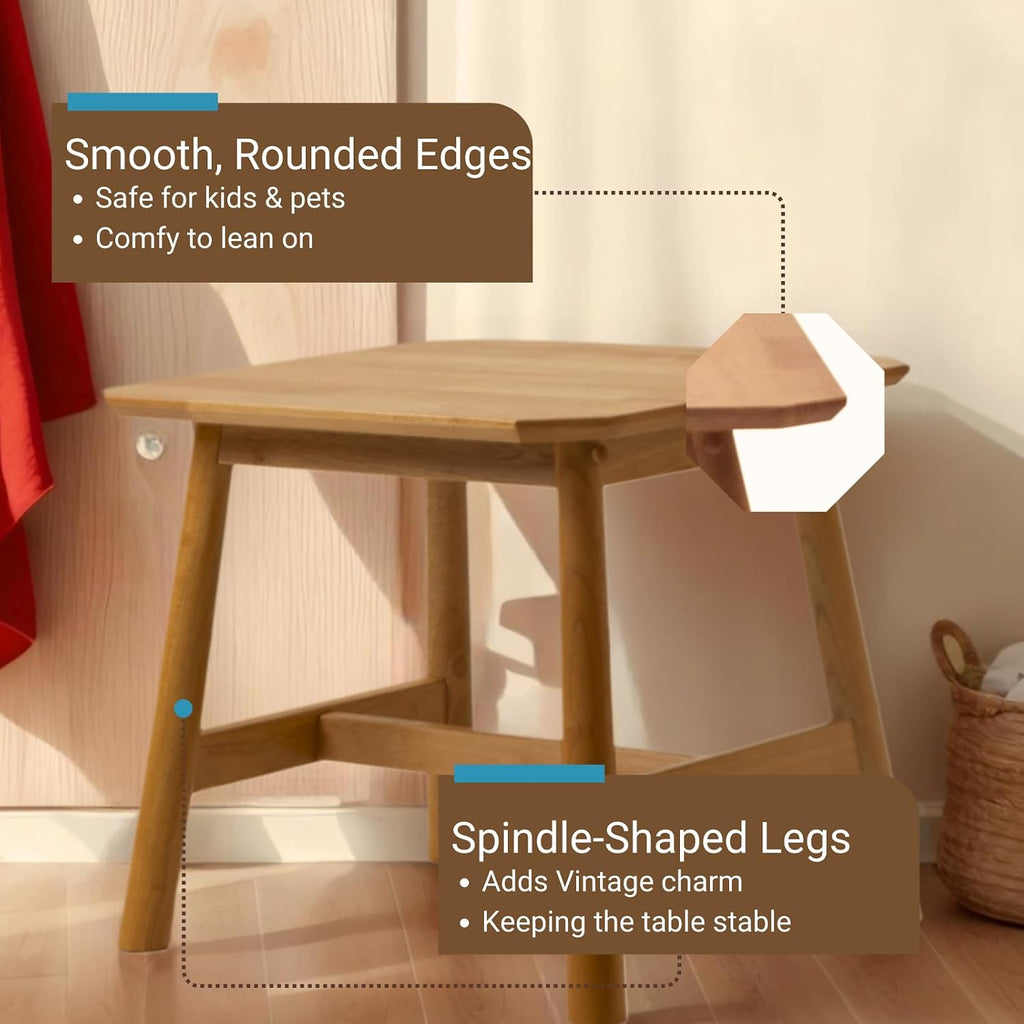 RIVOVA Modern Natural Wood Side End Table, Small Square Rustic Farmhouse Night Stand, Bedside Table Without Storage Drawer for Bedroom & Small Space Nightstand for Living Room Couch, Easy Assembly