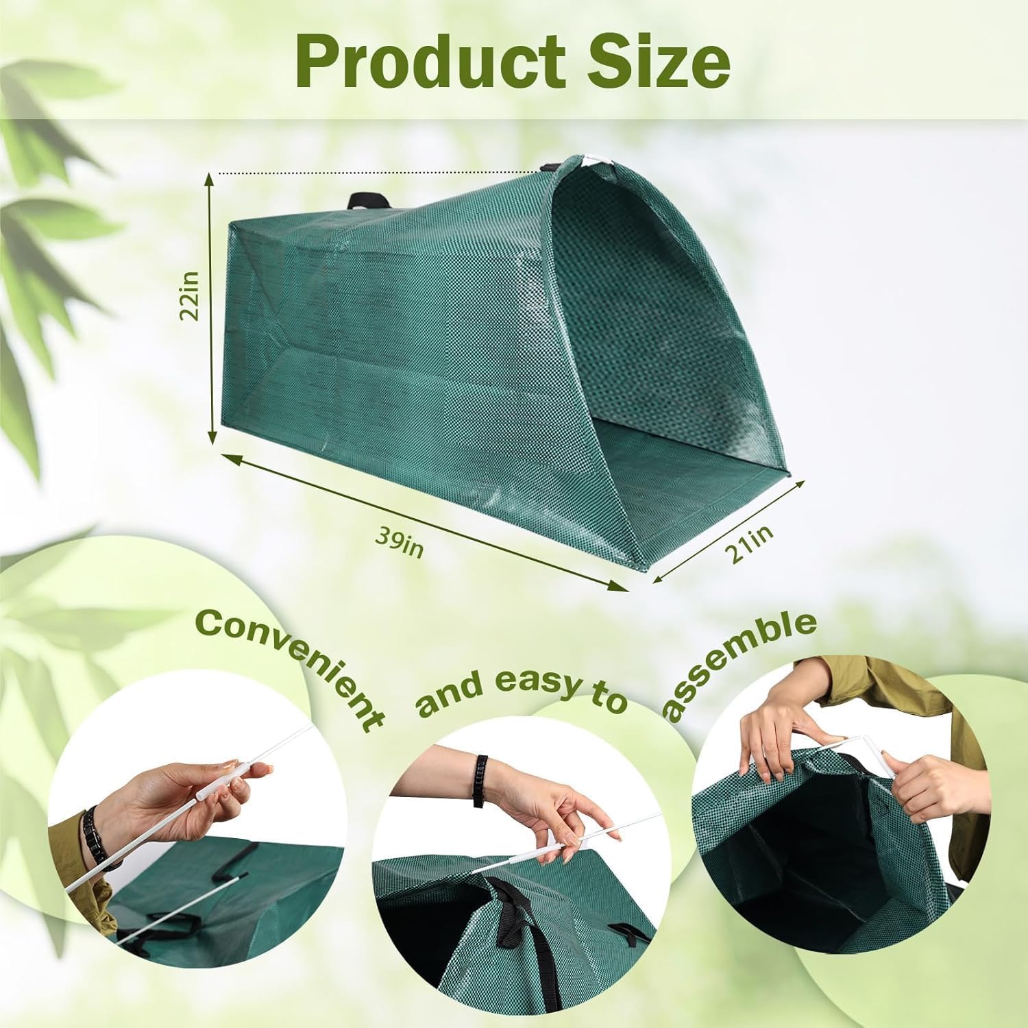 Leaf collector,Heavy leaf pick up tools,Foldable yard waste bag,Large Yard Dustpan-Type Leaf Bags,Reusable Lawn and Leaf Garden Bag with Reinforced Carry Handles (200L)