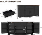 65" Sideboard Buffet Cabinet with Storage, Farmhouse Kitchen Pantries Sideboard Cabinets with Drawer, Wood Coffee Bar Cabinet with Adjustable Shelves, Storage Cabinets for Kitchen, Black