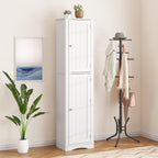 Function Home Tall Bathroom Storage Cabinet, 64" Slim Kitchen Pantry with Door Storage, Narrow Wood Freestanding Cabinets with Adjustable Shelves for Kitchen Living Room Dining Room, White