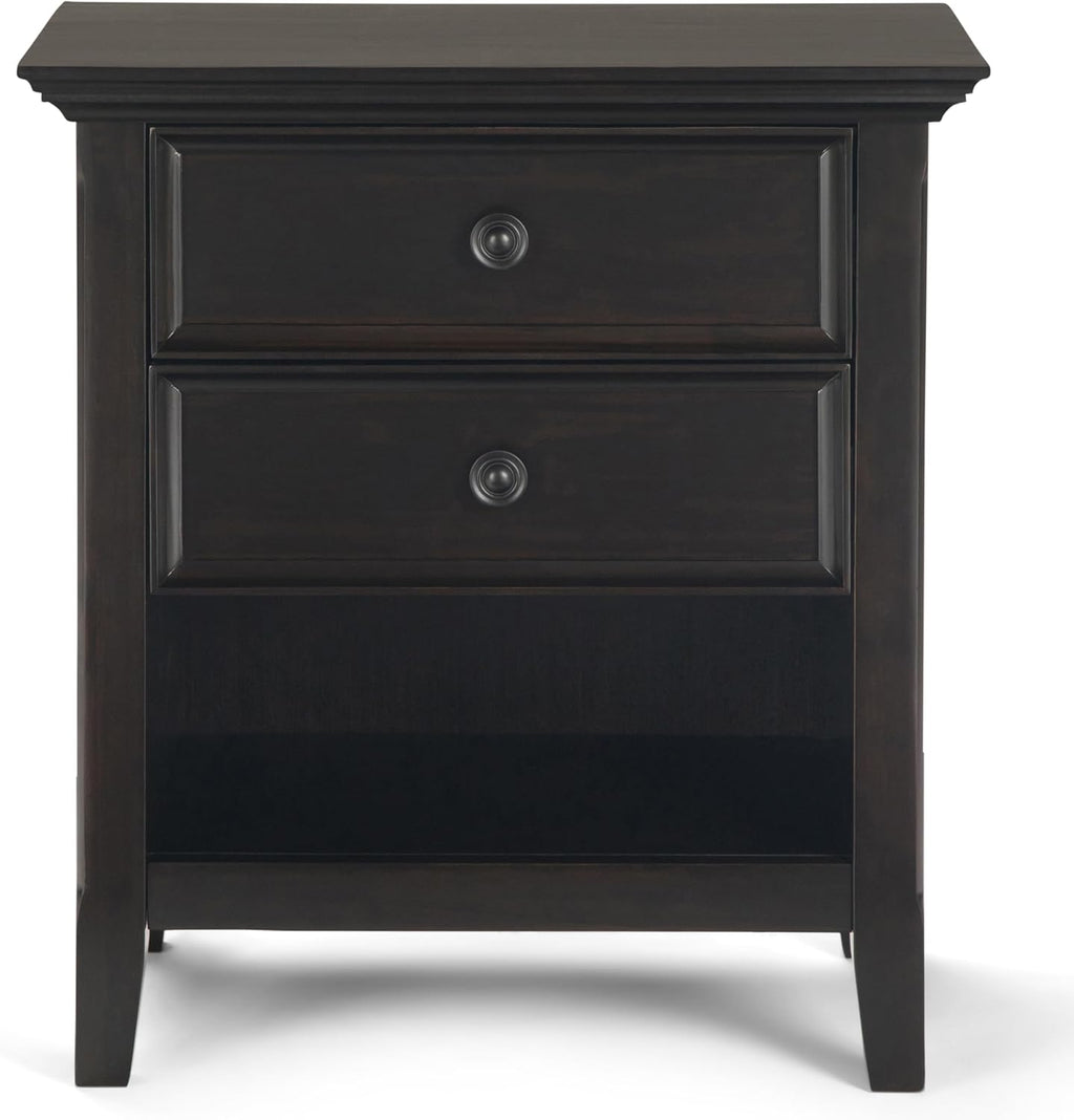 SIMPLIHOME Amherst Solid Wood 24 inch Wide Traditional-Style Bedside Nightstand Tables in Hickory Brown for the Living Room and Bedroom (Set of 2)