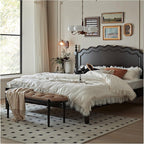Modern Upholstered Bedroom Benches with Black Legs Genuine Leather Bench for Entryway Dining Room Living End of Bed, Yellowish Brown Entryway