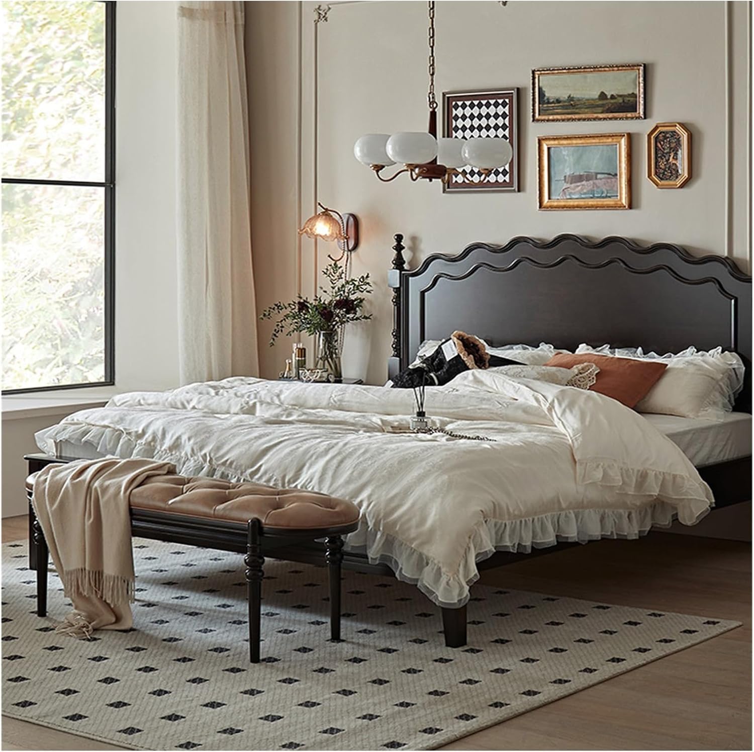 Modern Upholstered Bedroom Benches with Black Legs Genuine Leather Bench for Entryway Dining Room Living End of Bed, Yellowish Brown Entryway