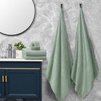 Green Bath Towel Set of 4, 35x70 Inches Oversized Bath Towels Extra Large Microfiber Shower Towels Textured Ultra Soft Absorbent Quick Dry Towel Bath Sheets for Adults Bathroom Hotel Spa