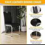 Faux Marble Dining Table Set for 6, Modern Kitchen Table Chairs Set 6, 70" Faux Marble Table with Silver Stainless Steel Leg, 6 Black Leather Chairs, 7 Piece Dining Set for Kitchen Living Dining Room