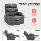 MCombo Power Lift Recliner Chair for Elderly, for Mom, Electric Lift Chair with Extended Footrest, USB Ports, Cup Holders, Faux Leather 7287 (Dark Grey, Medium)