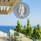 Virgin Mary Prayer Wind Spinner, Metal Wind Spinners Outdoor Indoor, Virgin Mary Cross Hanging Garden Decor for Outside, Stainless Wind Spinners for Yard and Garden 10 inch 3D (25.76X25 CM)