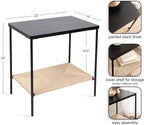 Kate and Laurel Mandell Modern Rectangle Mango Wood and Woven Cord Side Table, 22 x 14 x 22, Black and Natural Cord, Rectangular End Table for Use as Bedroom Nightstand or Living Room Decor Accent