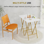 VECELO Folding TV Tray for Eating Set of 2, Portable Dinner/Snack Table with Cup Holder for Couch, Living Room and Small Space, Gold
