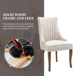 Linen Kitchen and Dining Chairs Set of 2, Channel Tufted Dining Room Chairs Comfy Fabric, Upholstered sillas for Dining Room with Solid Wood Legs