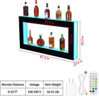 48 Inch LED Lighted Liquor Bottle Display Shelf, 2-Tier Acrylic Wall-Mounted Bar Rack with 16 RGB Lighting, 4 Modes, 1-8 Hour Timer, App & Remote Control, for Home Bar Wine and Liquor Storage