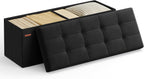 SONGMICS 43.3 Inches Folding Storage Ottoman Bench, Load 660 lb | Ottoman Foot Rest, Storage Chest, for Living Room, Entryway, Ink Black, MINOTA Collection ULSF077B01