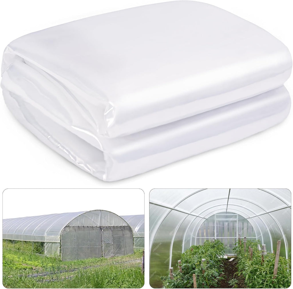 6 Mil Clear Greenhouse Plastic Sheeting,9.8FTx14.8FT Transparent Plastic Film for Greenhouse, Resistant Polyethylene Film for Farm,Garden…