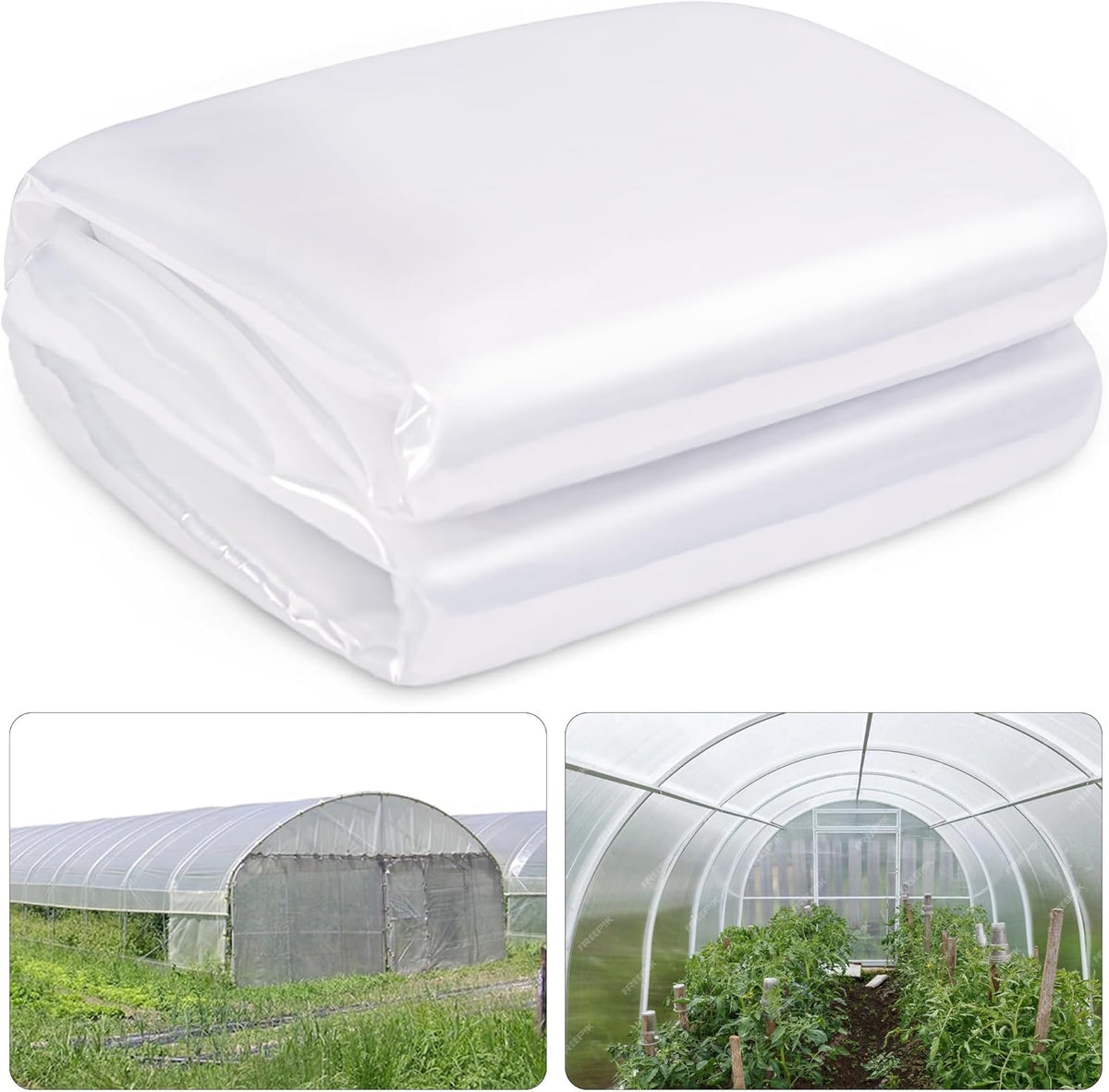 6 Mil Clear Greenhouse Plastic Sheeting,9.8FTx14.8FT Transparent Plastic Film for Greenhouse, Resistant Polyethylene Film for Farm,Garden…