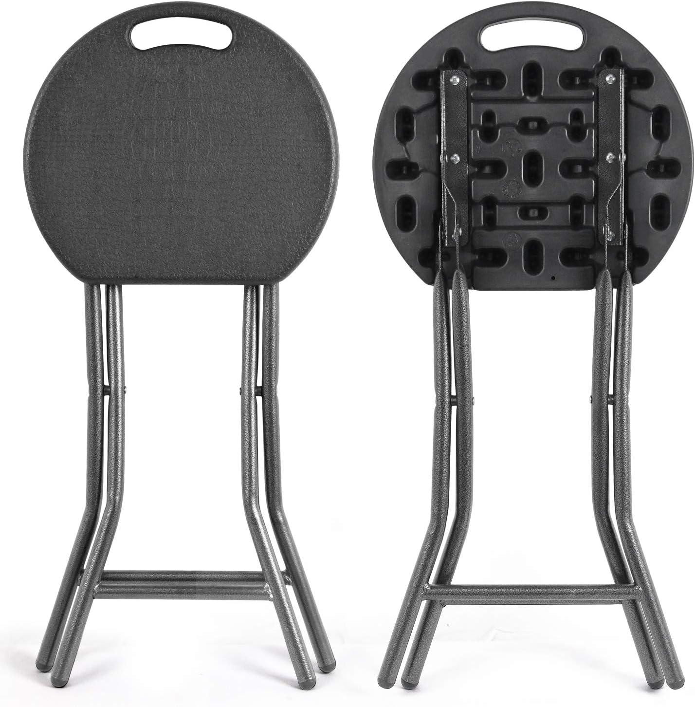 5Rcom Folding Stools, 1 Pack Portable Stools Chairs with Handle, Collapsible Stool for Adults with Heavy Duty Steel Frame Legs, 500lbs Capacity for Camping RV Party, Foldable Stool, Black