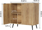 Semiocthome Buffet Cabinet with Storage, Sideboard Cabinet with Fluted Doors and Metal Legs, Storage Cabinet with Adjustable Shelf, Accent Table for Living Room, Kitchen, Entryway - Natural