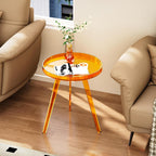 Clear Acrylic Side Table, Round End Table Bedside Table for Living Room Bedroom (Orange)