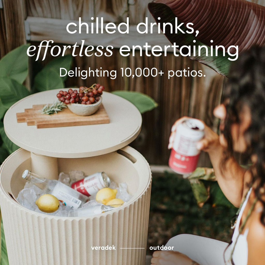 Veradek Cooler Side Table - Outdoor Cooler Table and Ice Chest | Features a Swivel-Top Lid That Keeps Drinks Cool for Up to 12 Hours, Perfect for Porch, Poolside, or Patio Use