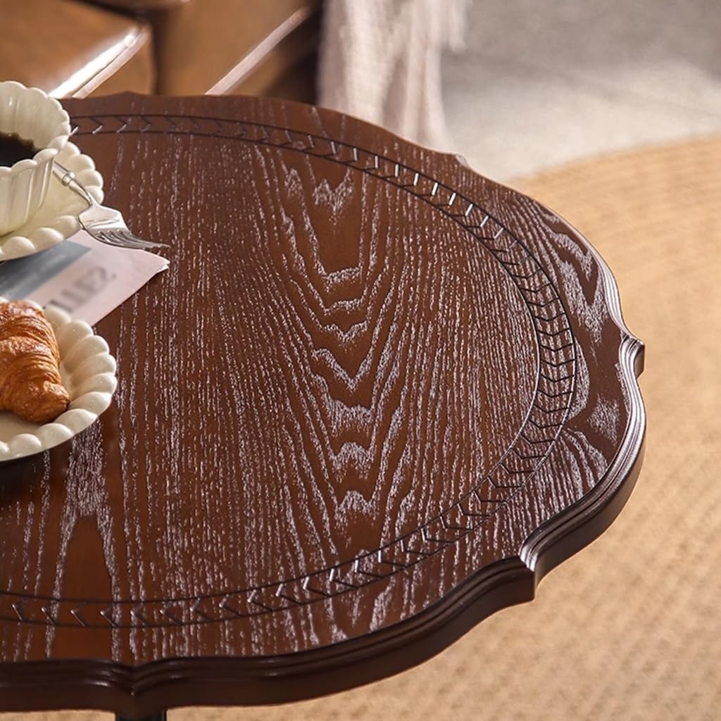 ENGENDER Couch Side Table Retro Wooden Round Table Coffee Furniture Sofa Side Dessert Narrow End