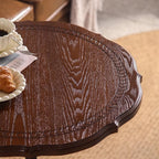 ENGENDER Couch Side Table Retro Wooden Round Table Coffee Furniture Sofa Side Dessert Narrow End