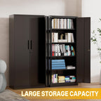 Metal Storage Cabinet with 2 Doors and 4 Adjustable Shelves, 71" Garage Storage Cabinet with Anti-Tipping Design, Lockable Garage Cabinets for Office, Home, Garage, Gym, School
