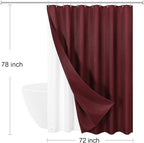 3 in 1 Long Burgundy Shower Curtain Set-72 W x 78 H, Modern Waffle and PEVA Liner Set with 12 Stainless Steel Hooks, Waterproof Fabric for Bathroom