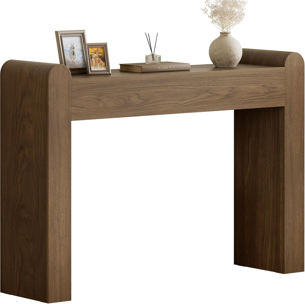 Lulive Arc Entryway Table, 47 Inch Curved Console Table for Hallway | Rounded edges and fluted texture soften narrow spaces; 11.8"D profile fits entryway, hallway, living room or behind sofa.