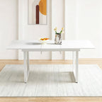 Extendable Dining Table for 4-6 People,70.86''Modern Space-Saving Kitchen Table with Metal Legs,Foldable Rectangular Conference Table for Living Room & Kitchen Meetings(White)